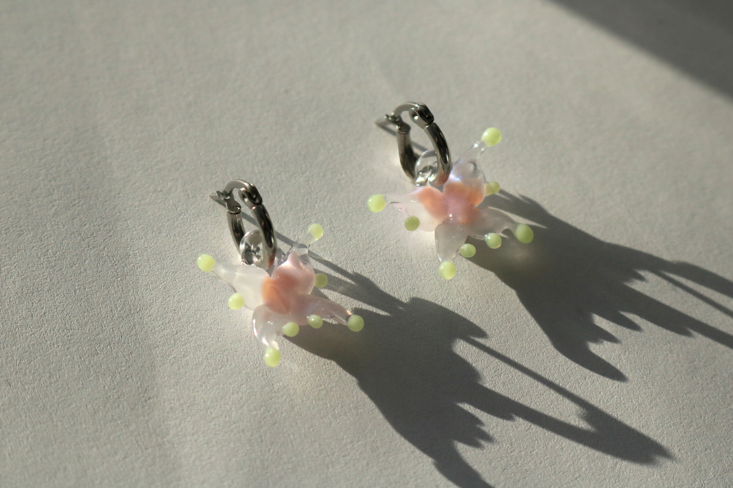 Small Sakura In the Snow Butterfly Earrings