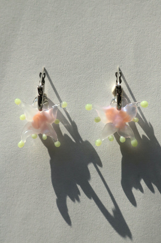 Small Sakura In the Snow Butterfly Earrings